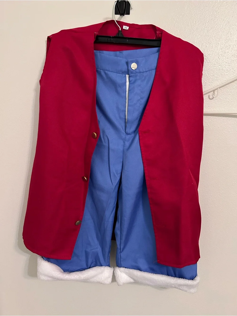 Monkey D Luffy Red Vest and Blue Shorts Costume with Yellow Hat Costume